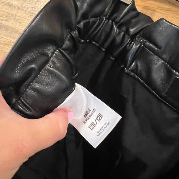 Express Super High Rise Faux Leather Belted Ankle Pants - Picture 4 of 4